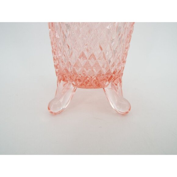 Vintage Imperial Glass Pink Diamond Point Lace Edge Vase - Picture 5 of 11